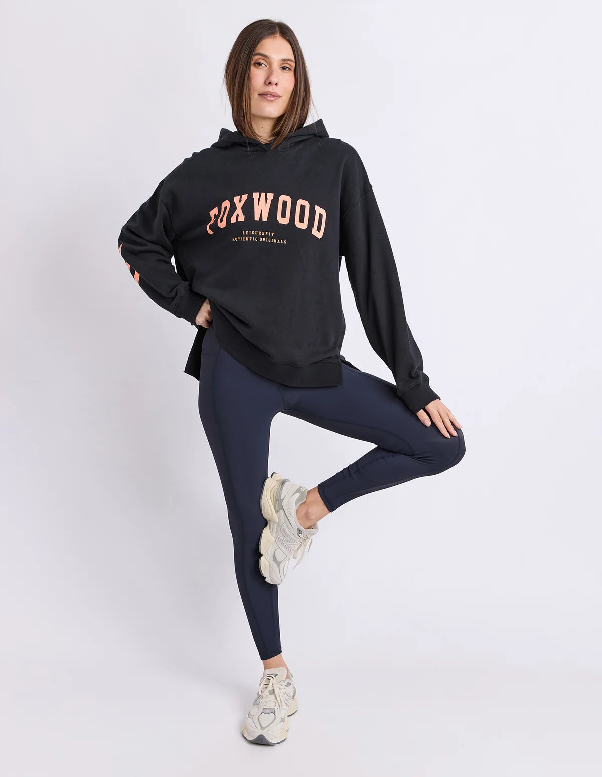 Foxwood Interval Hoodie - Black & Orange | Oversized Cotton Fleece