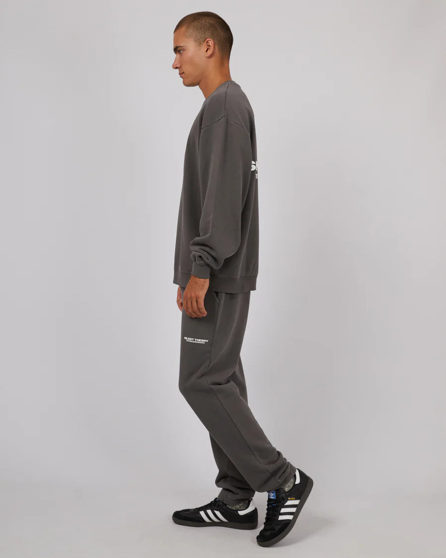 Silent Theory Essential Theory Crew - Coal | Men's Cotton Blend Casual Crewneck Sweatshirt