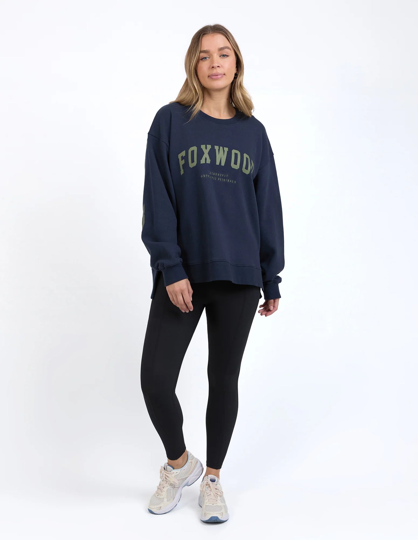 Foxwood Interval Crew - Navy & Khaki | Women's Oversized Relaxed Sweatshirt