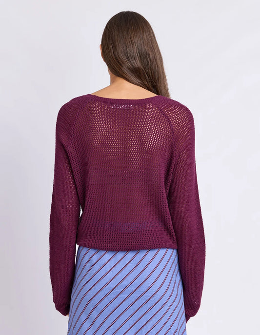 Foxwood Remy Knit - Plum | Women's Cotton Open Knit Top
