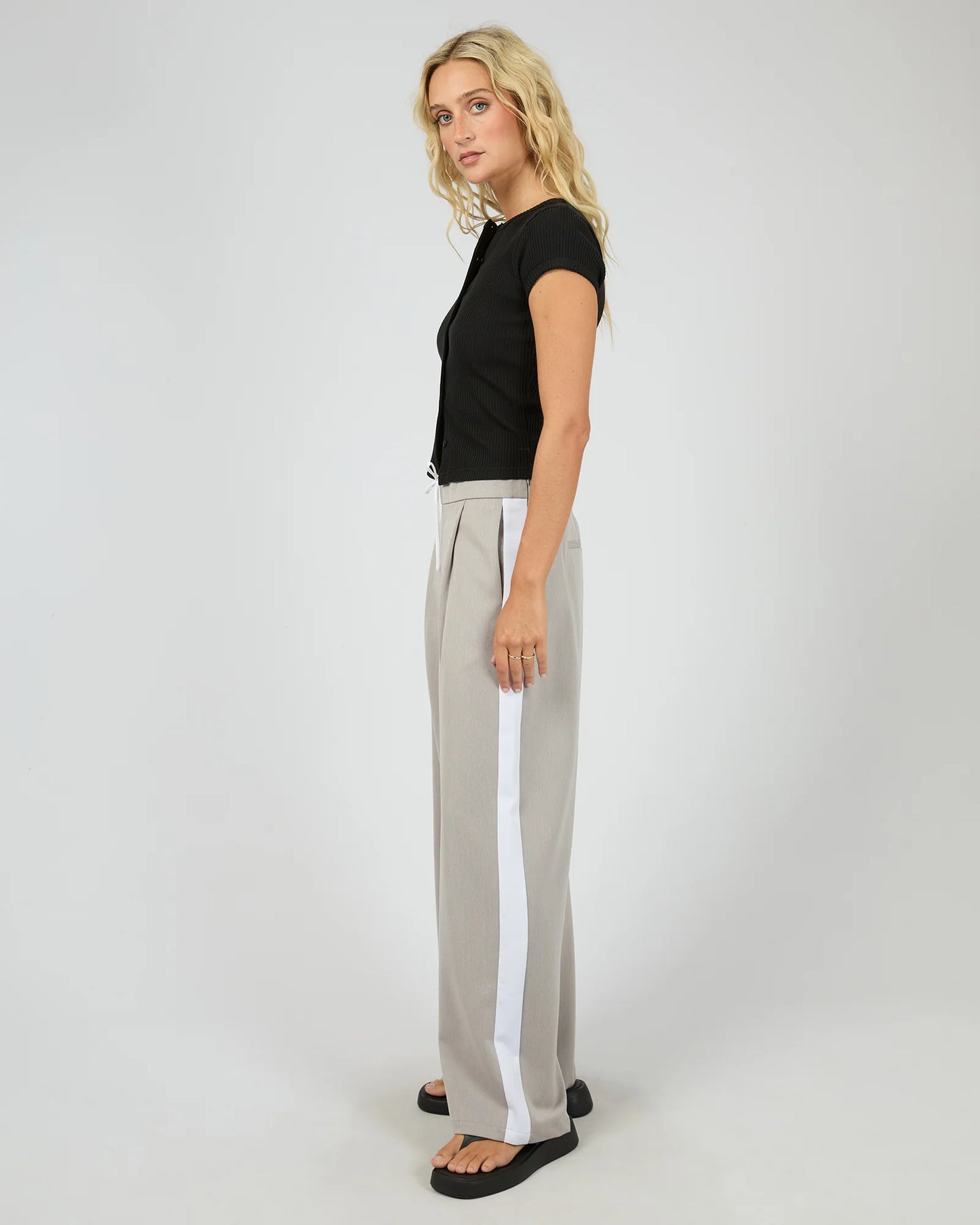 All About Eve Bailey Knit Top - Black | Women's Casual Ribbed Button Knit Tee