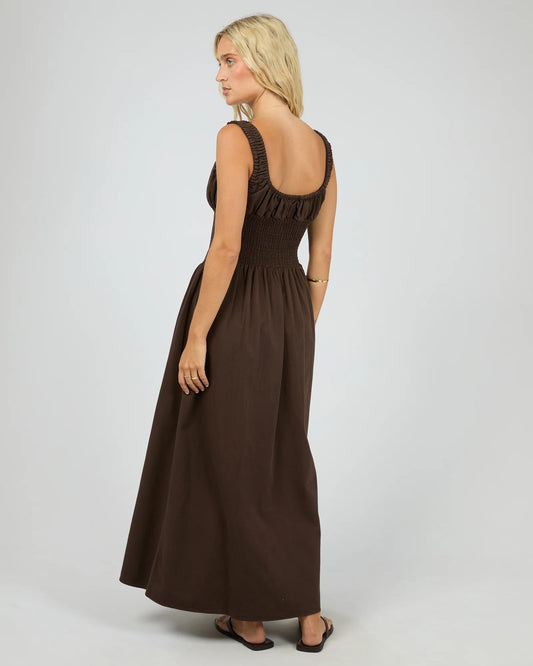 All About Eve Poppy Denim Dress - Brown | Women’s Cotton Denim Maxi