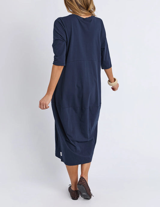Elm Diana Dress 3/4 Sleeve - Navy | Women's Everyday Cotton Dress