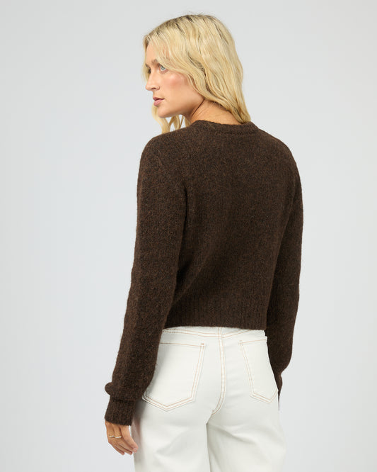 All About Eve Bayside Cardigan - Brown | Women’s Cropped Button Cardigan