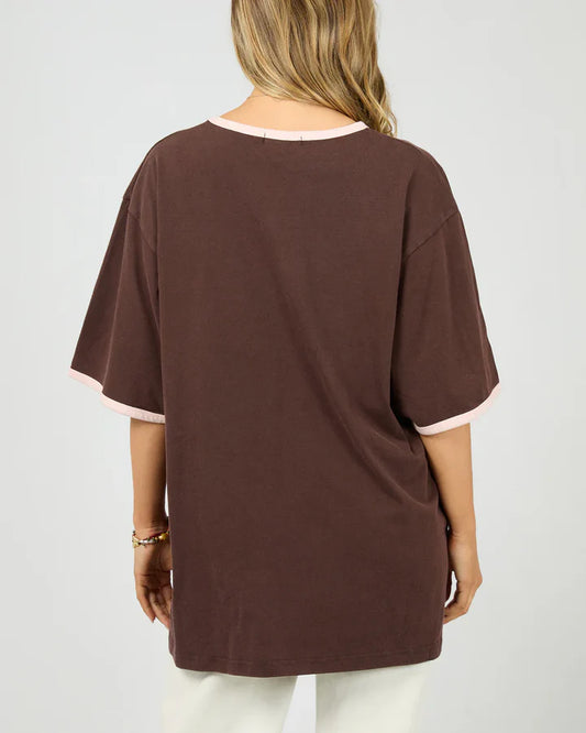 All About Eve Cove Oversized Tee - Brown | Vintage Surf Graphic Tee