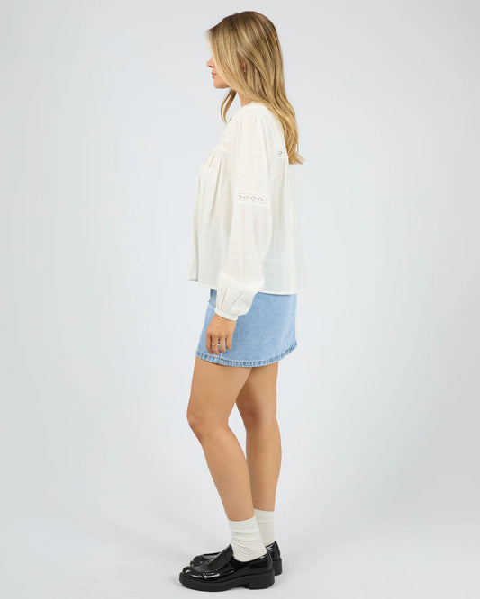 All About Eve Lark Shirt - Vintage White | Women's Textured Cotton Blouse