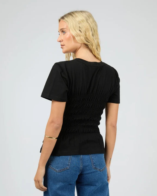 Back view of All About Eve Lipa Ruched Top in Black