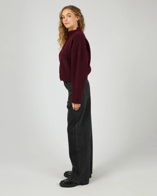 All About Eve Rosalia Cardigan - Wine | Women's Button Front Knit Cardigan