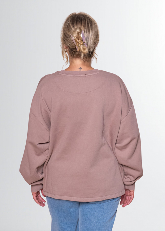 All About Eve Washed Box Crew - Fawn | Oversized Vintage Wash Sweatshirt