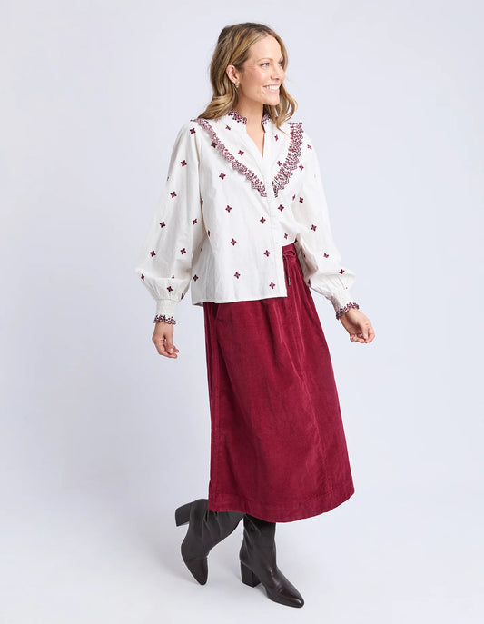 Elm Agnes Embroidered Shirt - Mars | Women's Embroidered Cotton Shirt
