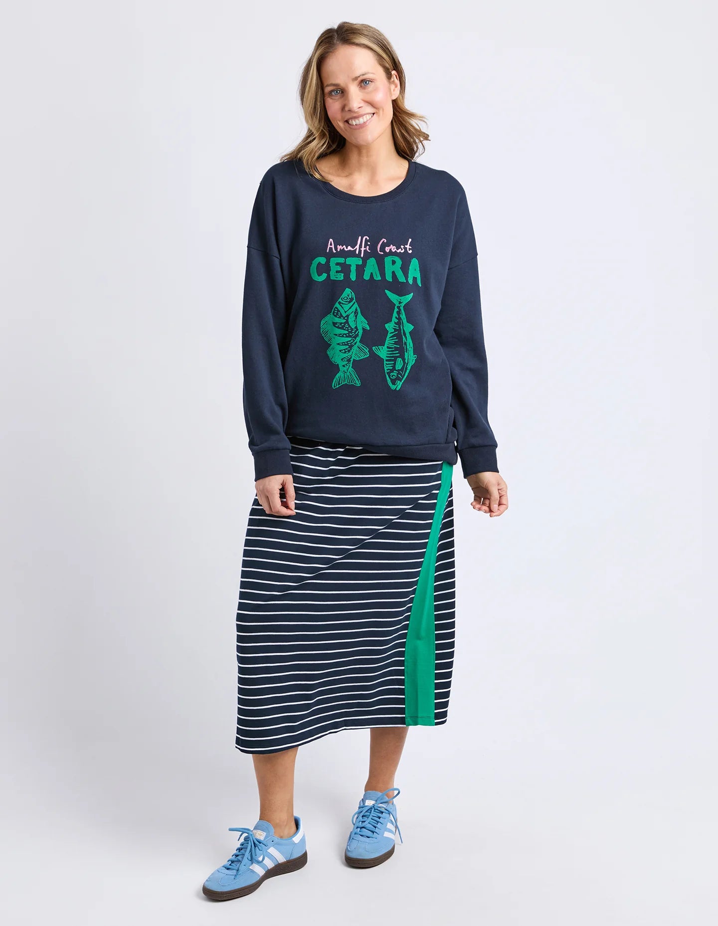 Elm Cetara Crew - Navy | Women's Cotton Crew Sweatshirt