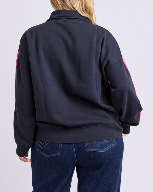 Elm Lover 1/4 Zip - Navy | Women's Oversized Zip Collar Sweatshirt