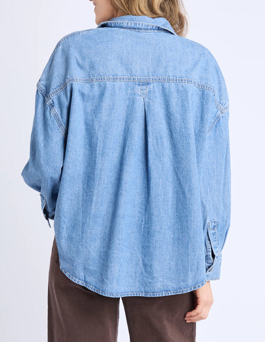 Elm Petra Denim Shirt - Mid Blue Wash | Women's Lightweight Denim Shirt