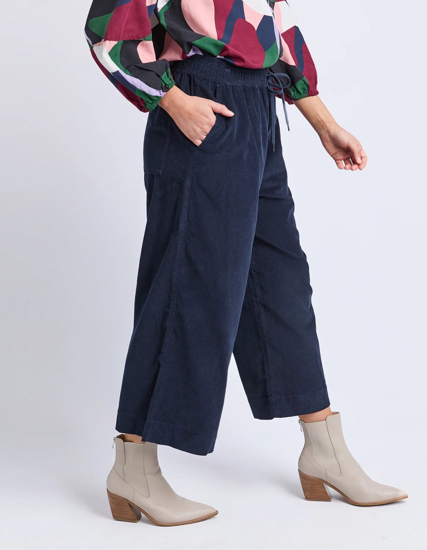Elm Winnie Cord Pant - Navy | Women's Cotton Wide Leg Pants