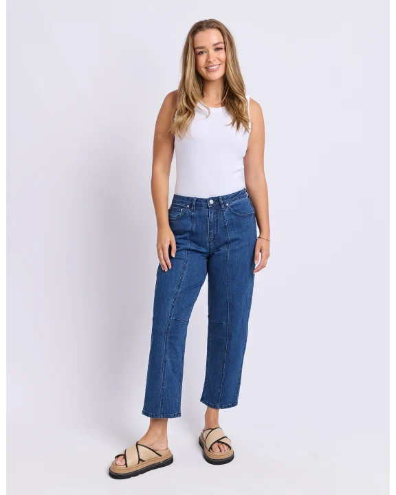 Foxwood Ambrose Barrel Jean - Mid Blue | Women’s Stretch Denim Jeans