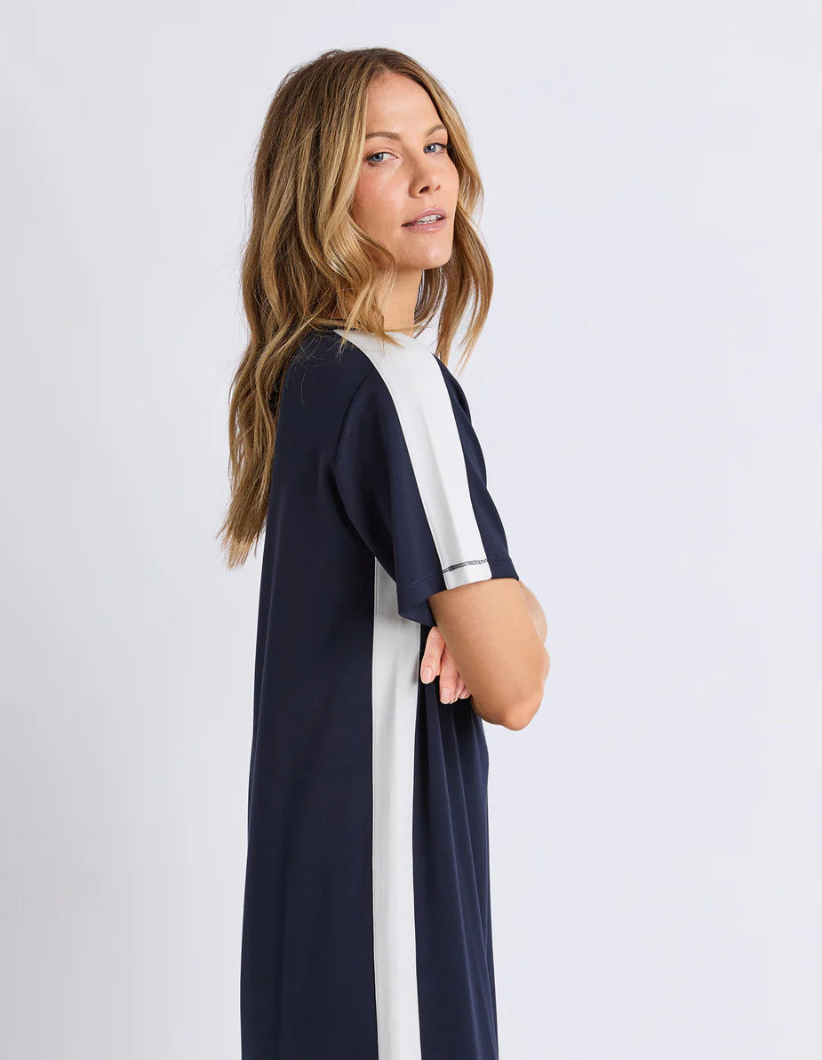 Foxwood Chicago Dress - Navy & White | Women's Everyday Sporty Midi Dress