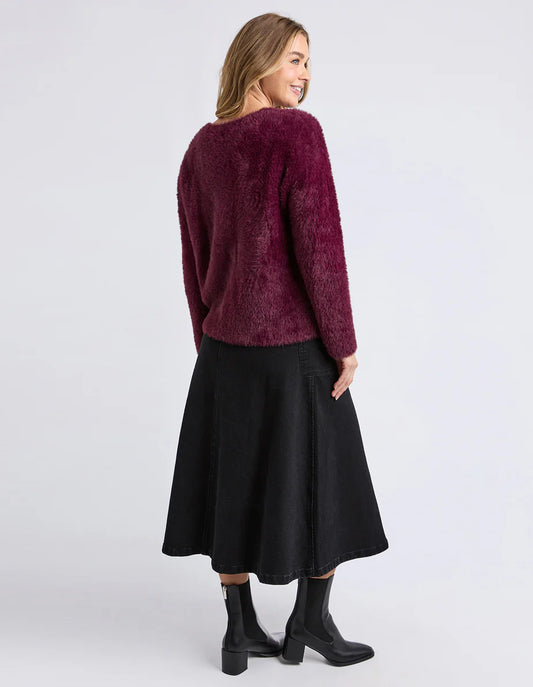 Back view of the Kenny Cardi highlighting relaxed silhouette and rich wine colour.