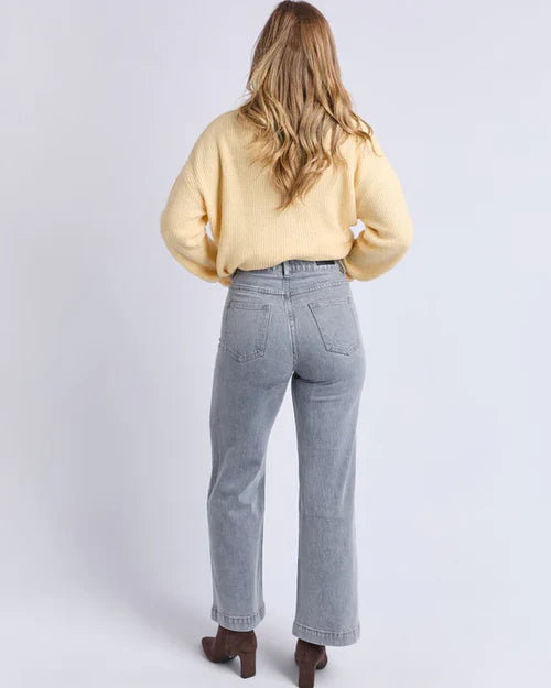 Foxwood Sarah Wide Leg Jean - Washed Grey | High Rise Wide Leg Denim Jeans