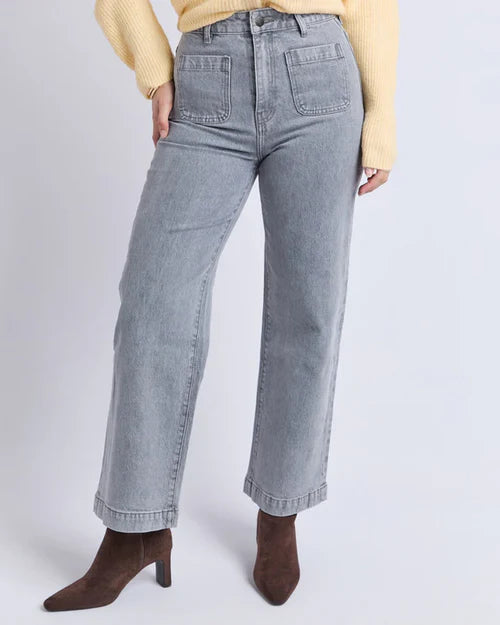 Foxwood Sarah Wide Leg Jean - Washed Grey | High Rise Wide Leg Denim Jeans