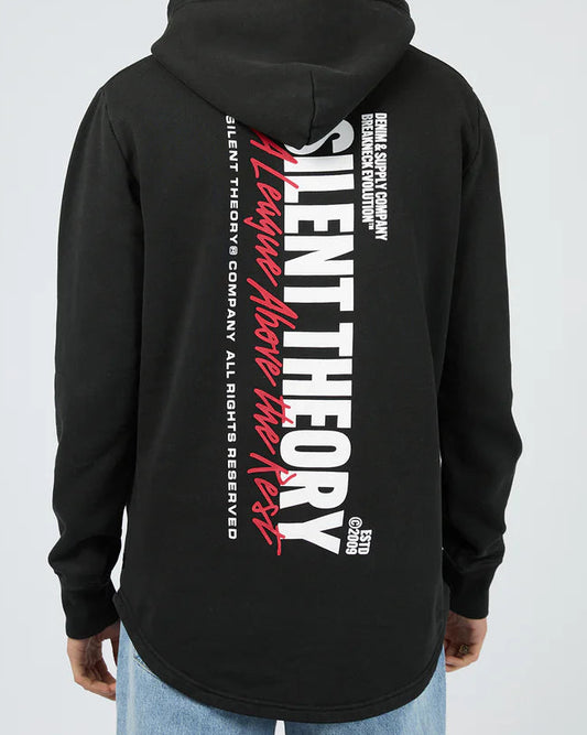 Silent Theory League Scoop Hoodie - Washed Black | Men's Slim Fit Fleece Hoodie