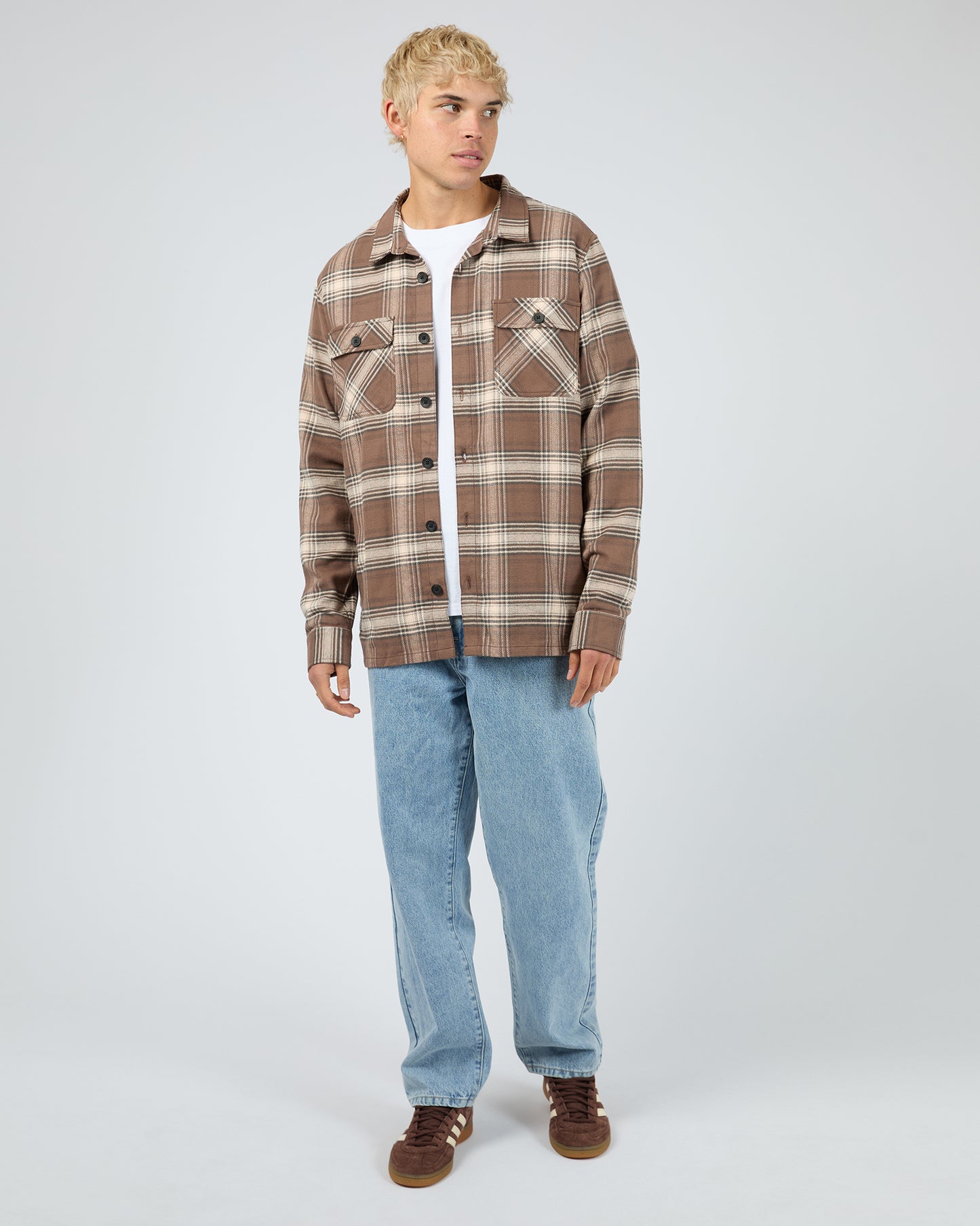 Silent Theory Ranger Flannel Shirt - Chocolate | Men's Cotton Check Shirt