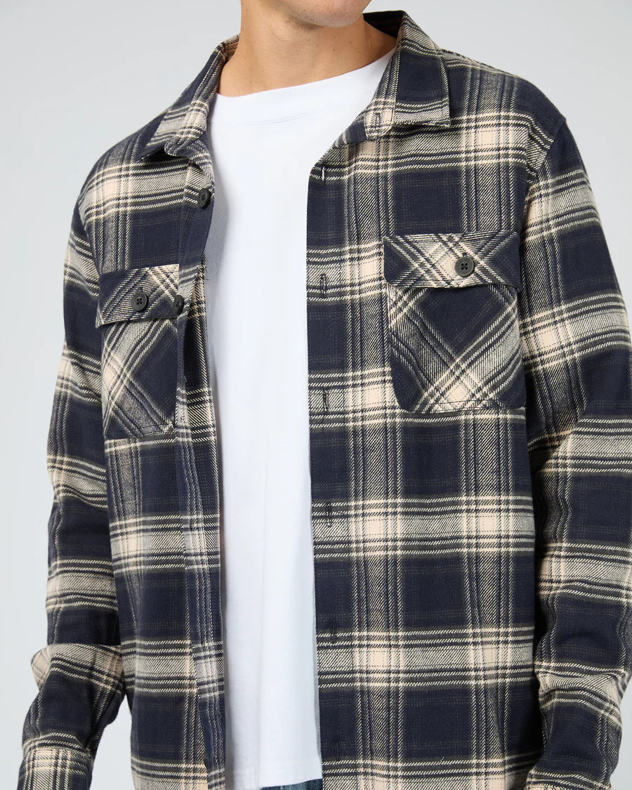 Silent Theory Ranger Flannel Shirt - Navy | Men's Cotton Check Shirt