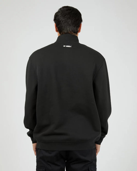 St Goliath Overlapped Quarter Zip - Black | Men’s Graphic Quarter Zip Crew