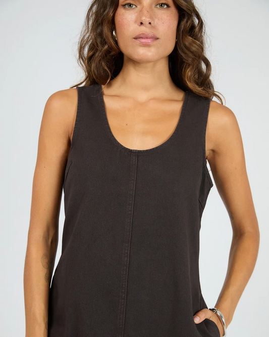 Silent Theory Gemma Mini Dress – Chocolate | Women’s Cotton Denim Mini Dress