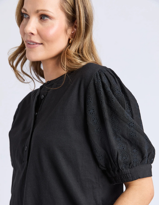 Elm Mae Top - Black | Women's Cotton Everyday Top