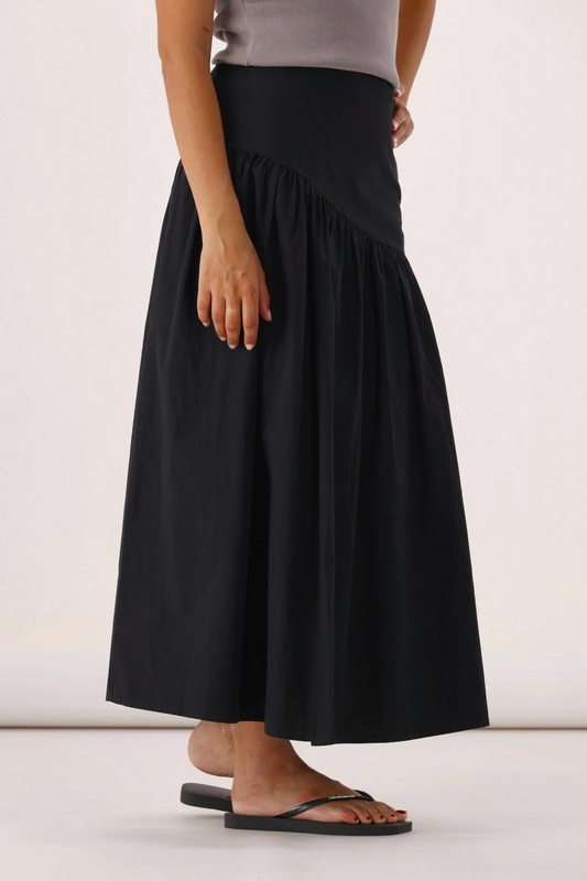All About Eve Essential Asymmetrical Maxi Skirt - Black | Women’s Cotton Skirt