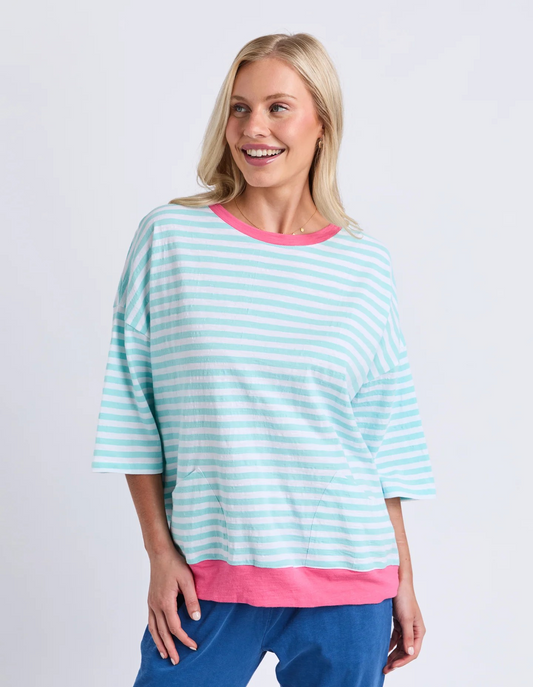 Elm Mazie Stripe Ringer Sweat – Multicolored | Women’s Cotton Slub Jersey Sweat