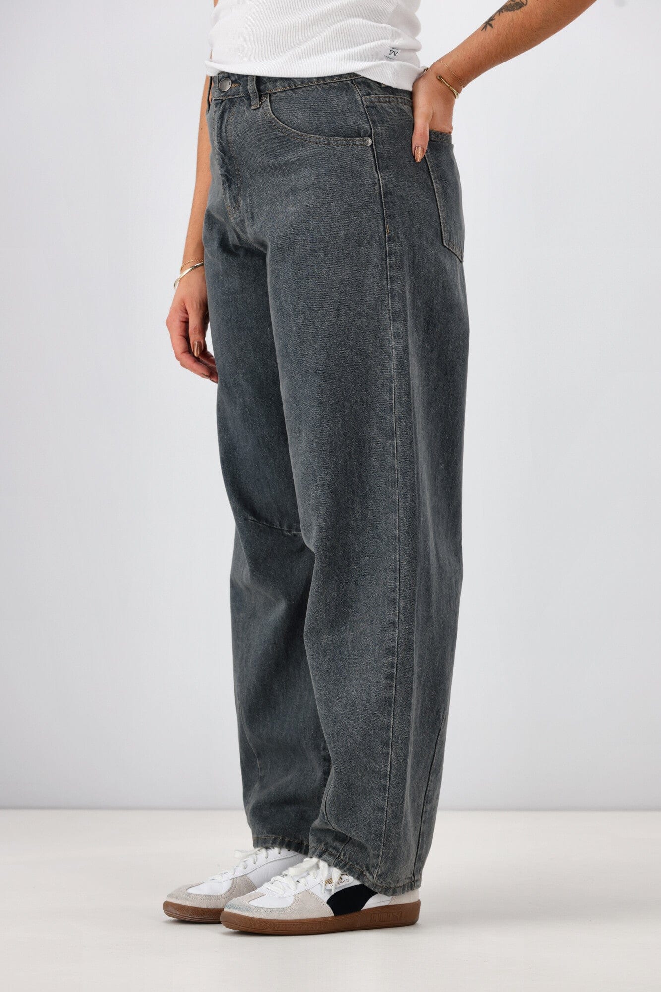 All About Eve Hallie Barrel Jeans - Slate | Women’s Mid‑Rise Barrel‑Leg Denim