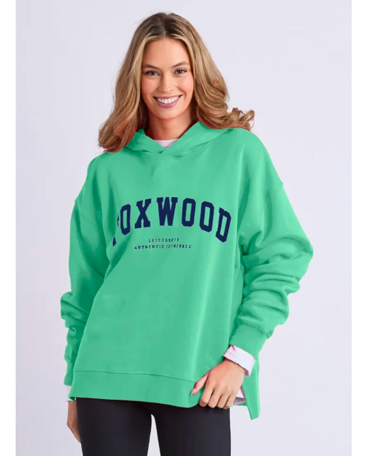 Foxwood Interval Hoodie - Bright Mint & Navy | Oversized Cotton Fleece
