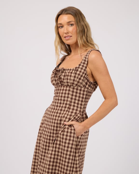 All About Eve Wynn Maxi Dress - Brown Check | Women’s Cotton Maxi Dress
