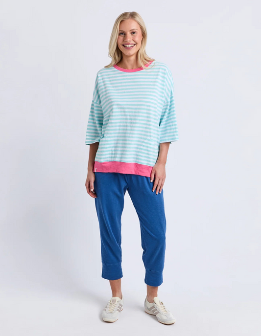 Elm Mazie Stripe Ringer Sweat – Multicolored | Women’s Cotton Slub Jersey Sweat