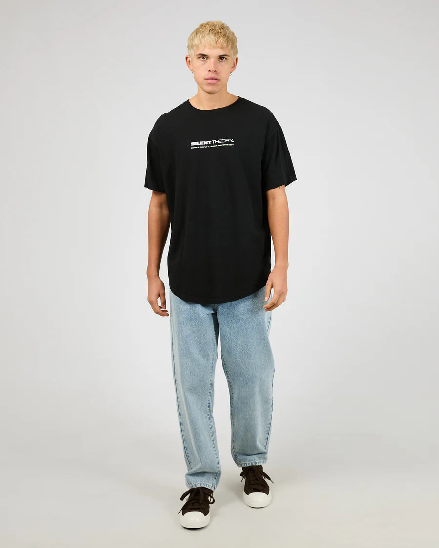 Silent Theory Tuscan Scoop Tee - Washed Black | Men's Cotton Scoop Neck Graphic T‑Shirt