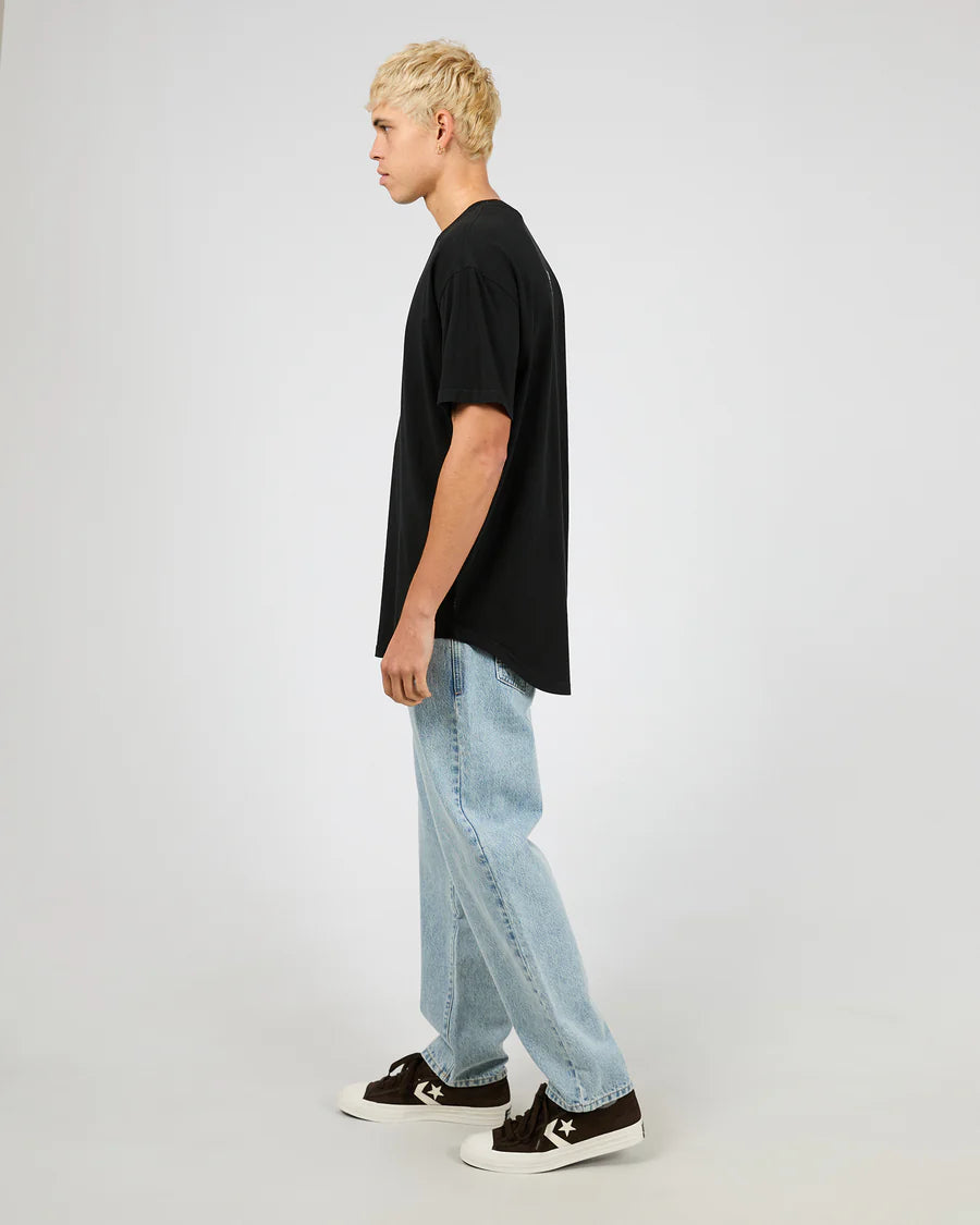Silent Theory Tuscan Scoop Tee - Washed Black | Men's Cotton Scoop Neck Graphic T‑Shirt