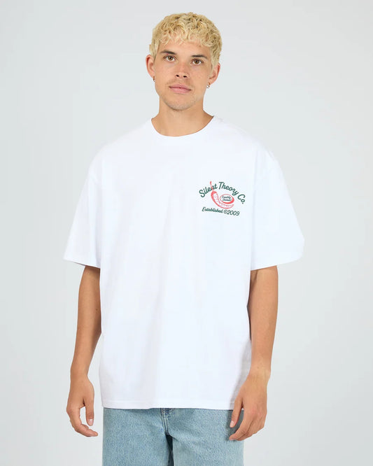 Silent Theory Hot Stuff Tee - White | Men's Oversized Cotton Graphic T-Shirt