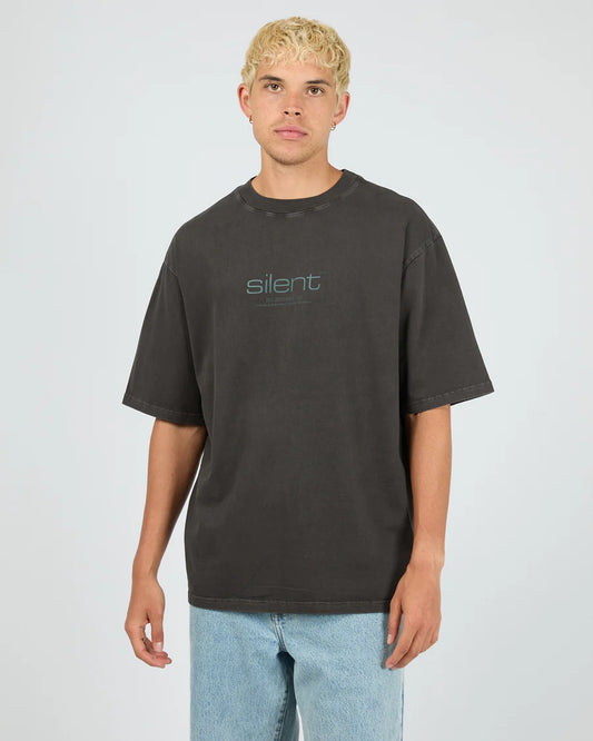 Silent Theory Systems Tee - Coal | Men's Oversized Cotton Graphic T-Shirt