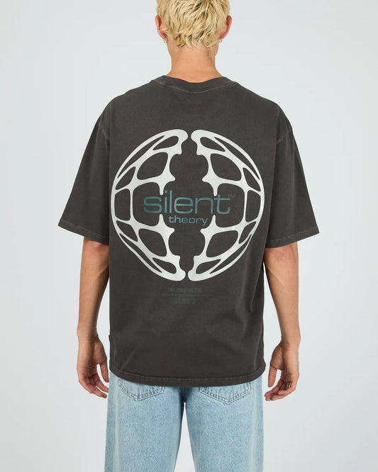Silent Theory Systems Tee - Coal | Men's Oversized Cotton Graphic T-Shirt