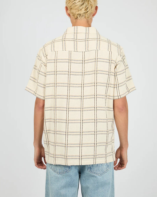 Silent Theory Carlo Short Sleeve Shirt - White | Men's Textured Check Shirt