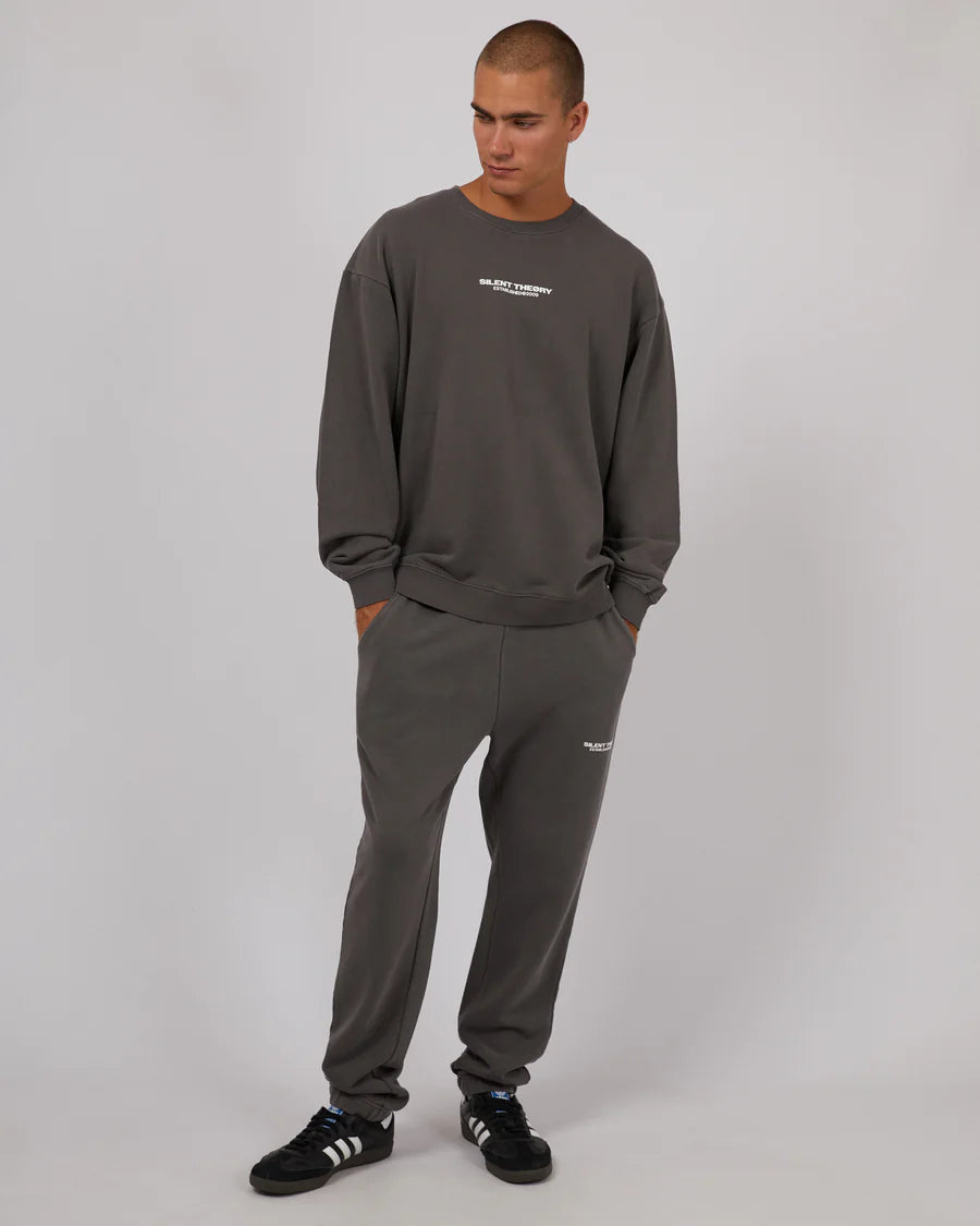 Silent Theory Essential Theory Crew - Coal | Men's Cotton Blend Casual Crewneck Sweatshirt