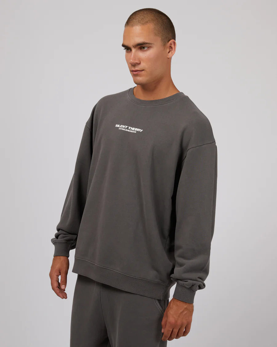 Silent Theory Essential Theory Crew - Coal | Men's Cotton Blend Casual Crewneck Sweatshirt