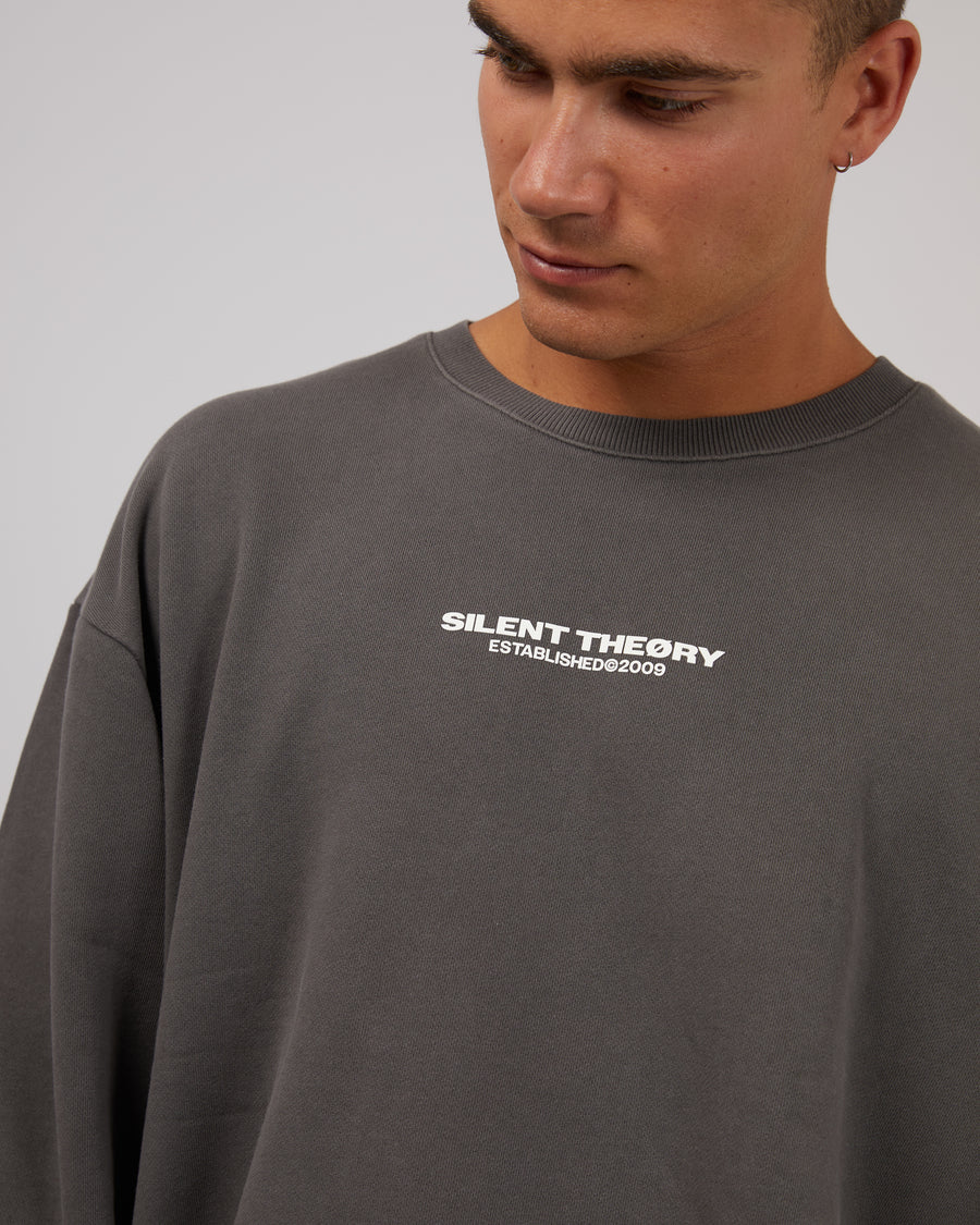 Silent Theory Essential Theory Crew - Coal | Men's Cotton Blend Casual Crewneck Sweatshirt