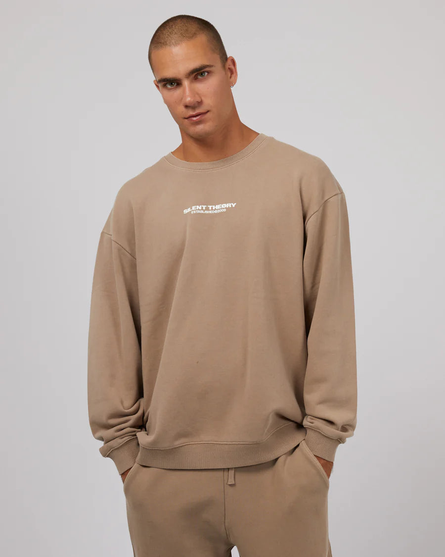 Silent Theory Essential Theory Crew - Tan | Men's Cotton Blend Casual Crewneck Sweatshirt