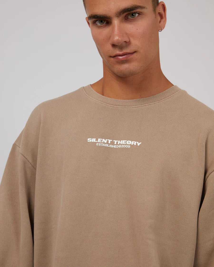 Silent Theory Essential Theory Crew - Tan | Men's Cotton Blend Casual Crewneck Sweatshirt