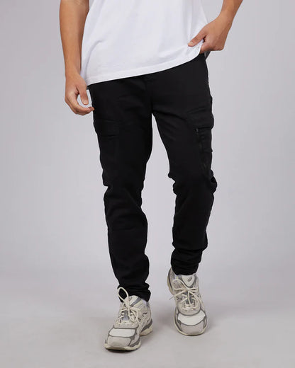 St Goliath Inset Cargo Pant - Black | Men's Relaxed Tapered Cargo Pants