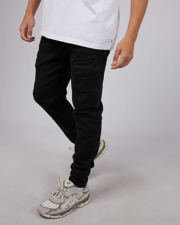 St Goliath Inset Cargo Pant - Black | Men's Relaxed Tapered Cargo Pants