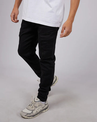 St Goliath Inset Cargo Pant - Black | Men's Relaxed Tapered Cargo Pants
