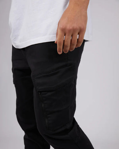 St Goliath Inset Cargo Pant - Black | Men's Relaxed Tapered Cargo Pants